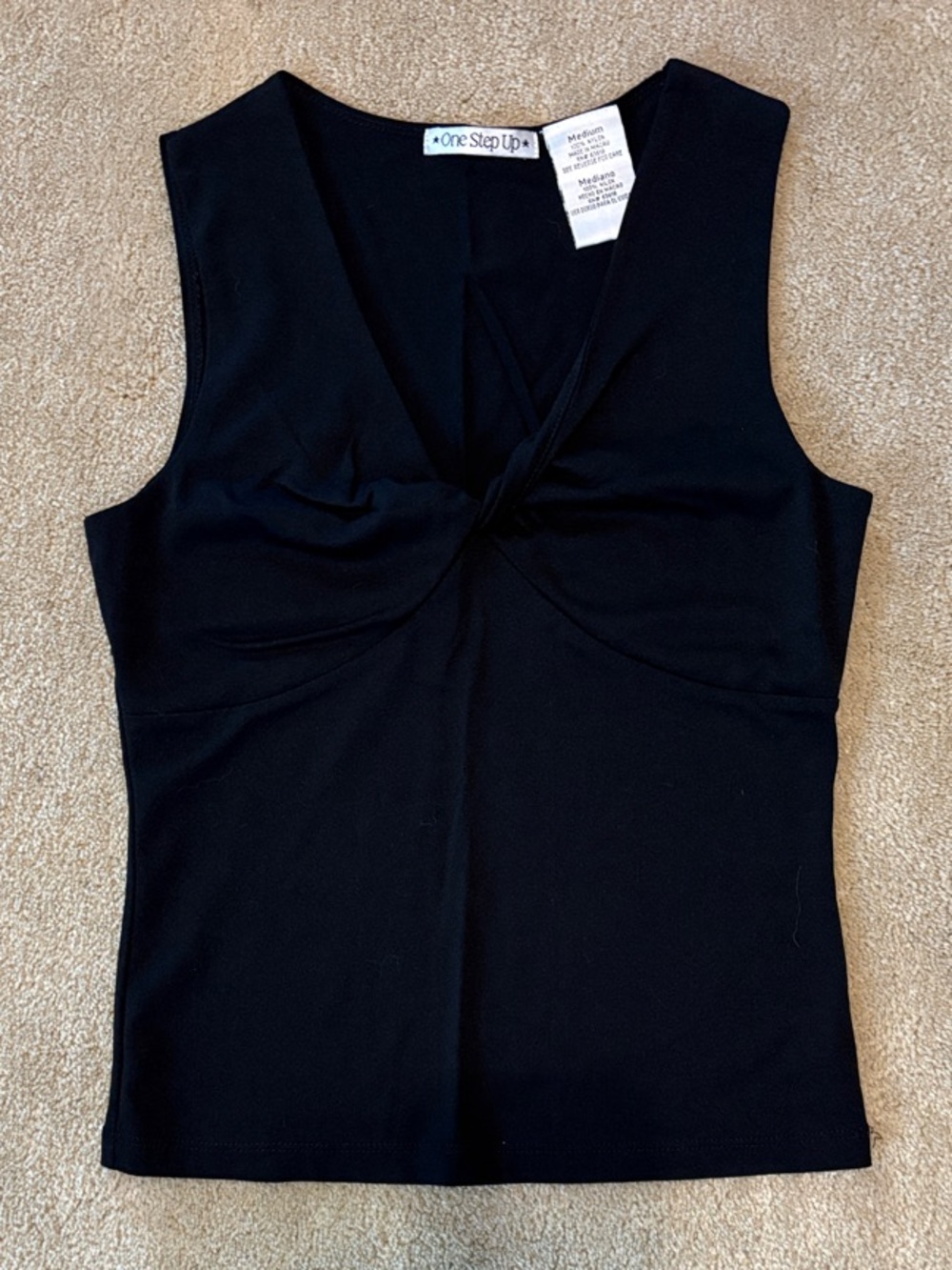 One Step Up Black Twist-Front V-Neck Camisole